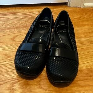 Dansko Women’s Oksana Black Polka Dot Slip on Loafers Size 37